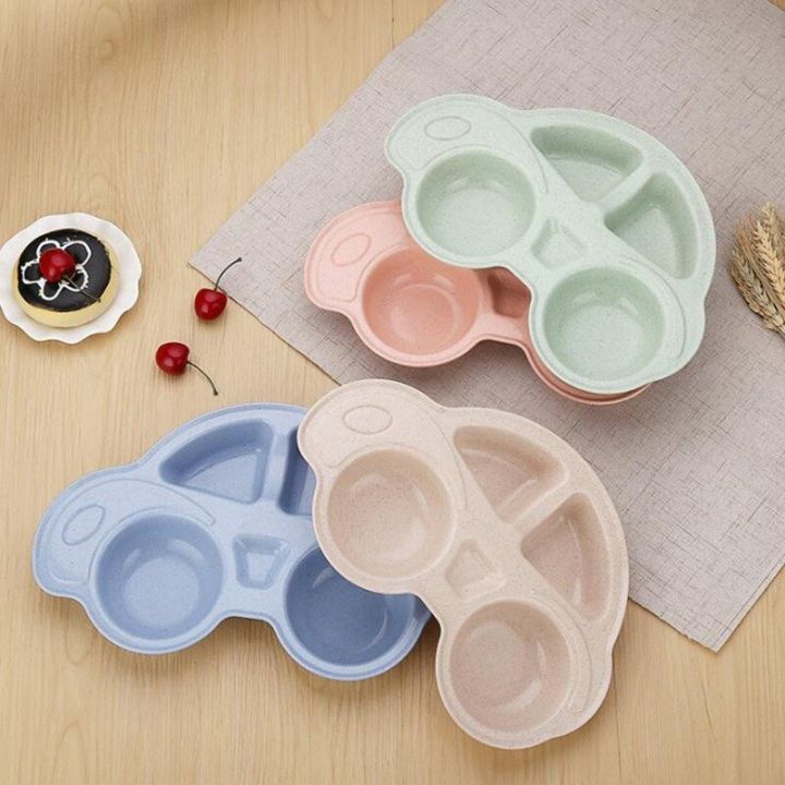 toddler-infant-baby-dishes-cartoon-car-shape-plate-environmentally-separated-child-food-plates-kids-dinnerware-tableware-tray