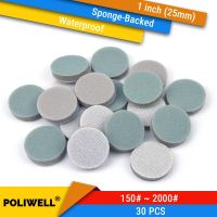 30PCS 1 Inch(25mm) Sponge-Backed Hook&amp;Loop Waterproof Sanding Discs Round Sanding Sponge for Dremel Tools Polishing Accessories