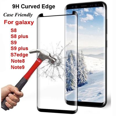 ปกป้องหน้าจอสำหรับ [spot goods]Samsung Galaxy S8กระจกนิรภัยขอบโค้ง9ชม. พร้อมขอบ S7/Note 8 9 9 10ฟิล์มกันรอยด้านหน้าเคสคลุม