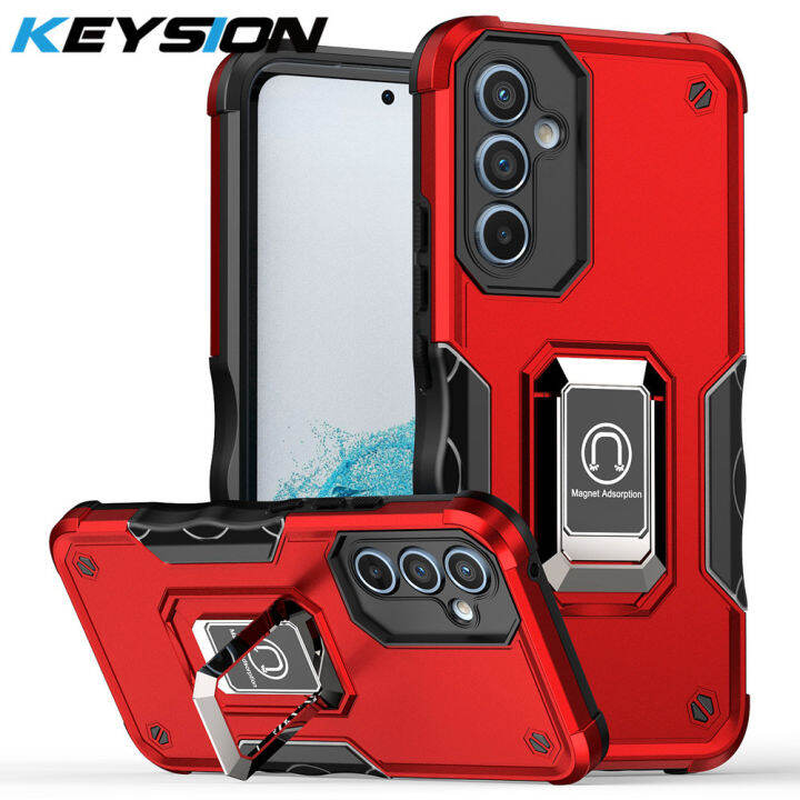 KEYSION Shockproof Armor Case for Samsung A54 A34 A14 5G Metal Ring ...