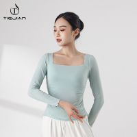 ♙✥♂ Dance square collar top spring and summer adult womens bottoming long-sleeved modern dance examination grade body practice clothing self-cultivation yoga clothing