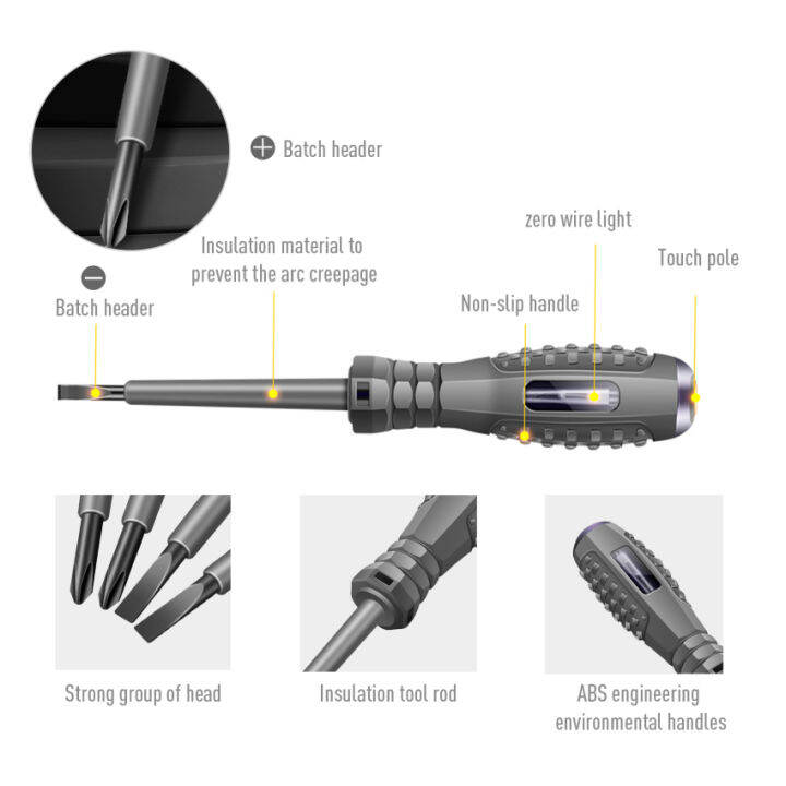 ปากกาทดสอบแรงดันไฟฟ้าแบบดิจิตอล-ac-การทดสอบการเหนี่ยวนำแบบไม่สัมผัสดินสอโวลต์มิเตอร์เครื่องตรวจจับไฟฟ้าไขควงไฟฟ้าตัวบ่งชี้