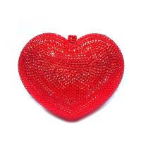 14x12CM Red Peach Heart-shaped Diamond Dinner Bag Love Clutch Bag Hard Box Crystal Women Banquet Dress Bag a6830