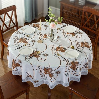Hot Sale Printed Round Table Cloth PVC Waterproof Oil-proof Tablecloth Home Dining Lace Table Cover for Wedding Party Decor