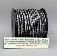 ℗ LN006148 8 Core OCC Silver Plated Silver Black Bulk Mixed Wire For Custom DIY Shure Fostex QDC Earphone Headphone