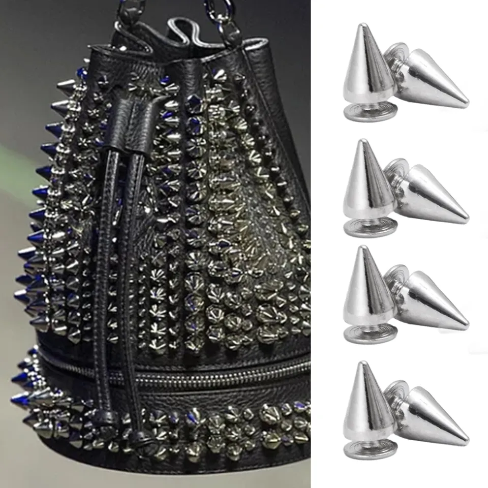 Silver Cone Studs and Spikes Metal Double Cap Rivets Stud Round