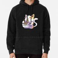 Japanese Wave Cat Sushi Hoodie Sweater 6xl Cotton Kawaii Manga Cute Foodie Anime Japanese Food Ramen Great Wave Monster Size XS-4XL