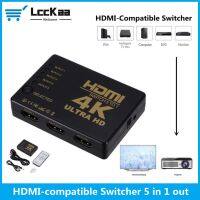 Lcckaa สวิตซ์ HDMI จิ๋ว4K HD1080P 5พอร์ตแฮชดีเอ็มไอตัวแยกตัวเลือกสวิตช์พร้อมฮับ IR ควบคุมระยะไกลสำหรับ HDTV DVD กล่องทีวี