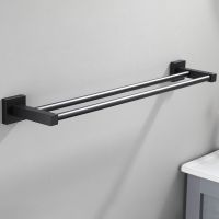 Black Wall Mounted Hanging Bathroom Accessories Clothes Shelf Towel Hanger Towel Rack Shower Holder