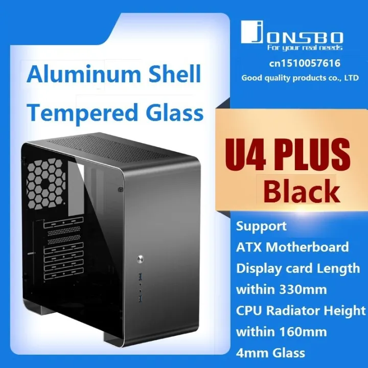 JONSBO U4 PLUS Computer Case Glass Side Panel Aluminum ATX Desktop