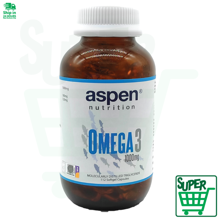 ASPEN Omega 3 Fish Oil 1000 MG 112 Capsules EXP 03/2025 Lazada