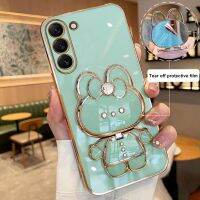 (รูปแบบใหม่) เคสที่วางโทรศัพท์เคลือบกระจกสำหรับ Samsung Galaxy S23 S20 S22 S21 S10 S9 S8 Note 10 20 8 9 Plus ฝาครอบแบบพิเศษทน S20 Fe เคสมือถือ