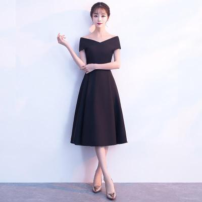 Evening Dress 2022 New Black Company Annual Banquet Shoulder Dignified Elegant Slim Long Dress