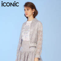 iCONiC SMOKY JACKET #6311 เสื้อแจ็คเก็ต สีเทา ผ้าลูกไม้ ขอบยางยืด ซิปสีเงิน เสื้อคลุม เสื้อผญ เสื้อทำงาน เสื้อแฟชั่น เสื้อผ้าผญ