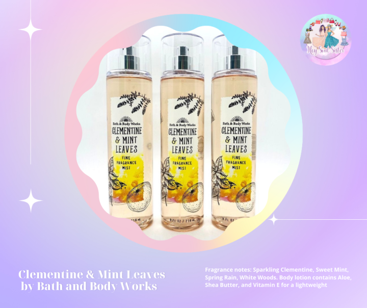 Heysoulsister Clementine and Mint Leaves Bath and Body Works Fine Fragrance Mist Lotion