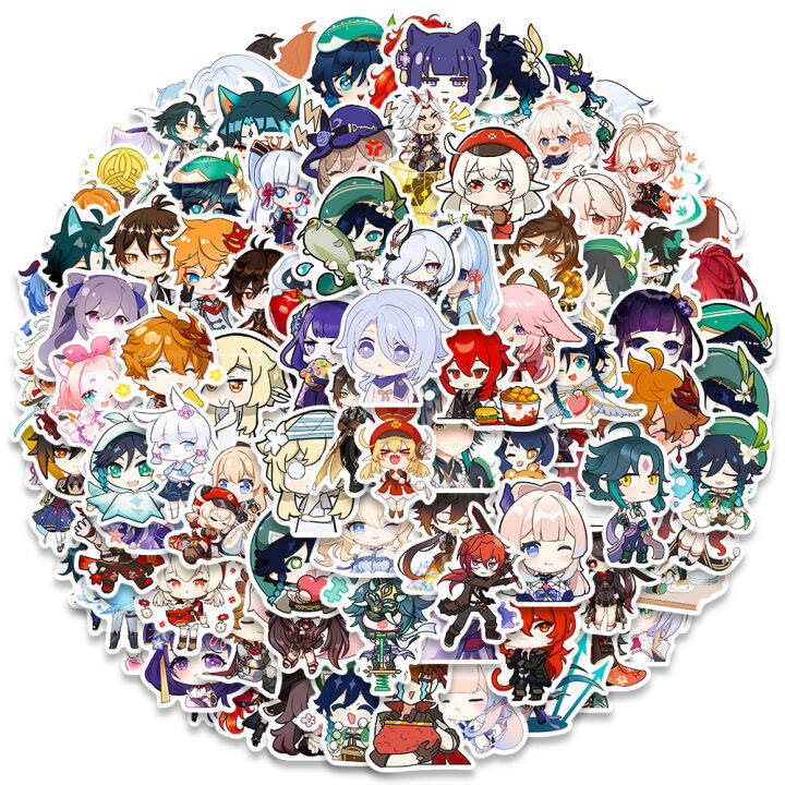 103050100PCS Anime Genshin Stickers Graffiti For Water Bottle Laptop ...