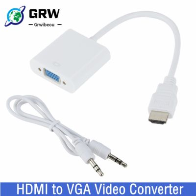 ✺✚❄ Grwibeou 1080P HDMI-compatible to VGA Video Audio Converter Adapter With 3.5Mm Jack Audio Cable For PC Laptop to HDTV Projector