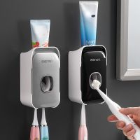 Toothpaste Dispenser Squeezer With Toothbrush Holder Wall Mounted Accessories Sets