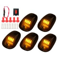 Xinmai มอเตอร์5Pcs 12LED รถหลังคาห้องโดยสารไฟสัญญาณสำหรับรถบรรทุก SUV สีดำรมควันเลนส์ Clearance Marker LED โคมไฟหลังคา Doom ไฟ