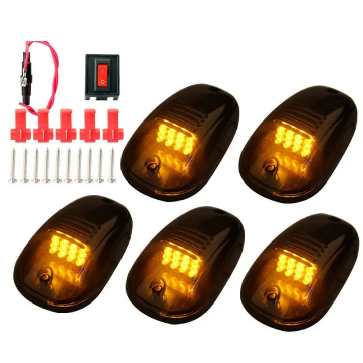 5pcs 12LED Car Cab Roof Marker Lights For F150 Truck SUV Black Smoked