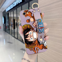 เคสใส่โทรศัพท์สำหรับ OPPO F11 F11โปร F5 F5บวก F5 F7เยาวชน F7 F9โปรการ์ตูน Lufei หัวเราะเคสโทรศัพท์สายรัดข้อมือ Electroplated หรูหราเคสป้องกันนุ่ม