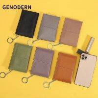 ﹊№ GENODERN First Layer Cowhide Womens Wallet Leather Key Ring Bag Coin Purse Zipper Coin Purse