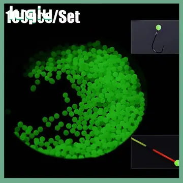 100pcs Green Fishing Line Stopper Float Set With Glow Beads