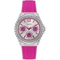 นาฬิกาผู้หญิง Guess Starlight White Dial Pink Silicone Strap Ladies Watch W0846L2