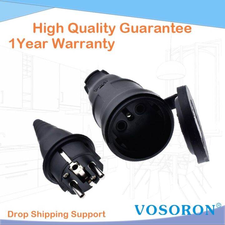 Plugs France Ruer Industrial Male & Female Plug Socket 16A 220V250V 2P+E IP44 Waterproof