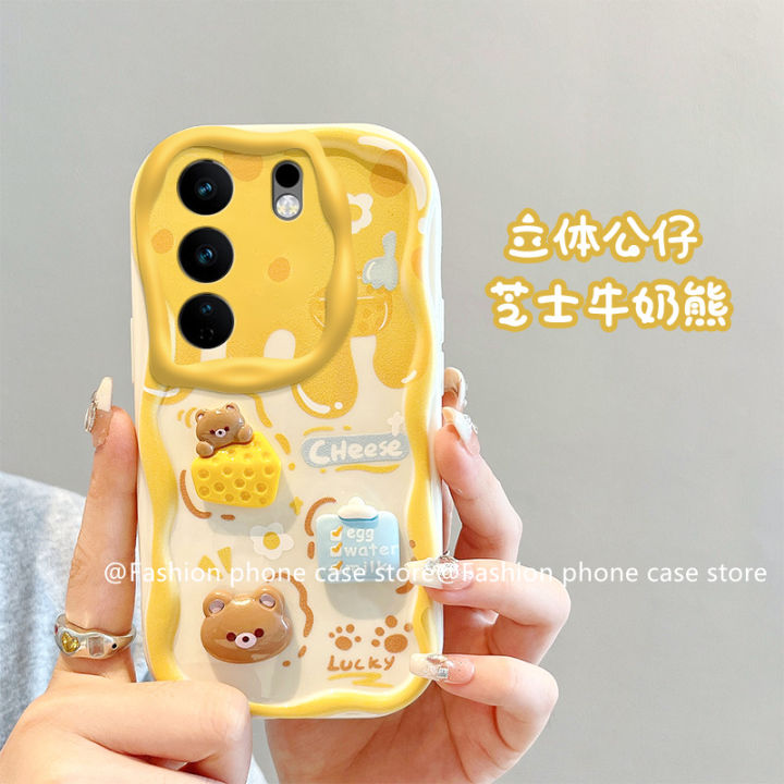 เคสโทรศัพท์-vivov29-vivo-v29-pro-v25e-v25-pro-5g-เคส-phone-case-3d-สีสันสดใสลายการ์ตูนมาการองน่ารักพร้อมสร้อยข้อมือดอกไม้กรอบซิลิโคนนิ่ม2023