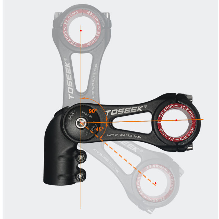 toseek-cod-อลูมิเนียมจักรยาน-handlebars-stem-bikes-อะไหล่ขี่จักรยานปรับ-45-ถึง-90-องศา-handlebar-calibre-25-4-31-8-มม-stem-แผนที่จักรยาน-mtb-stem-80-100-130-มม-สีดำ-matte-mtb-อุปกรณ์เสริม