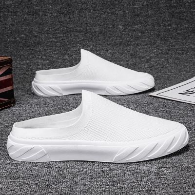 ▧ New Style Canvas Shoes Casual One-Step Lazy People Sweat-Proof Mens Soft Sole Influencer Hot-Selling No Heel Baotou Half Slippers