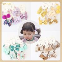 QINJUE 10pcs หรูหรา อุปกรณ์เสริม เด็กผู้หญิง ยางรัดผม โบว์ผูกผม เชือกผม ผ้าโพกศีรษะดอกไม้หมากฝรั่ง