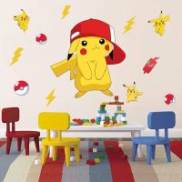 【LZ】✗  3D Anime Pokémon Figure Adesivos de Parede Pikachu PVC Decoração Papel de Parede para Crianças Jardim de Infância Sala Presentes de Aniversário