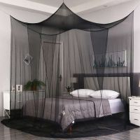 【LZ】☏  Canopy White Black Four Corner Post Student Canopy Bed Mosquito Net Netting Queen King Size For Home Bedroom Baby Adults Decor