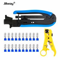 Jillway Coaxial Squeeze Pliers Wire Stripper Coaxial Cable Cold Compression Pliers RG59 RG6 Cable TV Crimping Tool Set 20F head