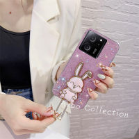 เคสโทรศัพท์สำหรับ Xiaomi 13T Xiaomi13T Pro 5G เคส Phone Case ใสแวววาวกระต่ายน่ารักการ์ตูนขาตั้งซ่อนรูปท้องฟ้าเต็มไปด้วยดวงดาวเลื่อมปกหลังแบบนิ่ม2023