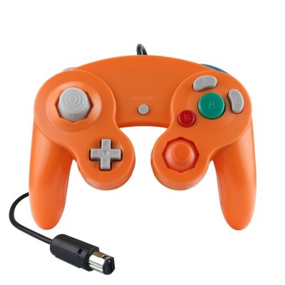 จอยควบคุมเกมมีสายควบคุมแบบสั่นจุดเดียว2ชิ้นสำหรับ Nintendo Ngc/wii สีของสินค้า: สีส้ม