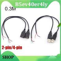 B5ev40er4ly Shop 0.3m 2 Pin 4 Pin USB 2.0 A Female Male Jack Power Charge Deta Cable Cord Extension Wire Connector DIY 5V Adapter