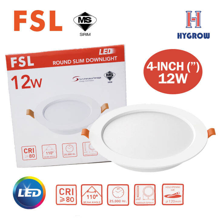 FSL FSP503 4 INCH 12W LED RECESSED DOWNLIGHT (ROUND) (FULL PLASTIC ...