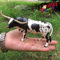 Monkey Toys - โมเดลสัตว์ Texas Longhorn วัวเท็กซัส ลองฮอร์น ดำ ขนาด 15.00 CM (จากหาดใหญ่)