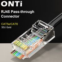 ONTi 10/50pcs CAT6 CAT5E Pass Through RJ45 Modular Plug Network Connectors UTP 50μ Gold-Plated 8P8C Crimp End for Ethernet Cable Cables