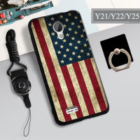 Y21เคสสำหรับ VIVO นุ่ม/Y22/Y25เคสโทรศัพท์คลุมทั้งหมดกล่องทาสีป้องกันการตกป้องกันรอยขีดข่วนฝามีที่ถือวงแหวนโทรศัพท์และเชือก