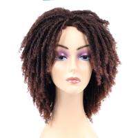 YUNRONG Dreadlock Curly Wig Short Twist Natural Black 1b 30 Ombre Brown For Black White Women and Men Afro Curly Synthetic Wig