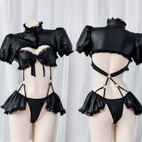 Women Sexy Lingerie Love Live Cosplay Costumes Nightclub School Girl PU Leather Bras Maid Outfits Black Halloween Devil Suit New