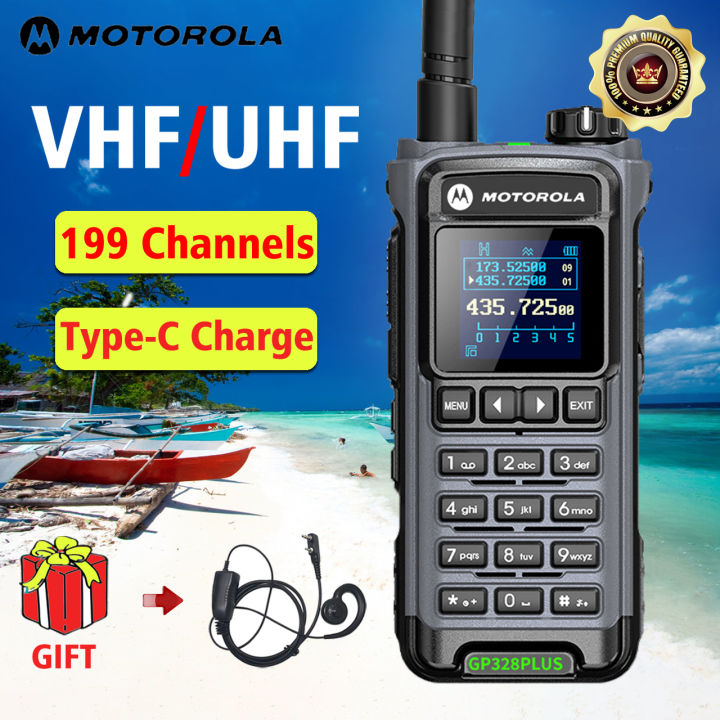 Motorola Gp328 Plus Walkie Talkies Type C Charging 10W Portable VHF/UHF ...