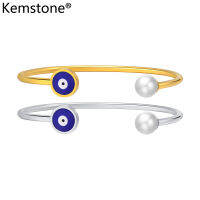 Kemstone เครื่องประดับกำไลข้อมือกำไลไข่มุกสแตนเลสสำหรับผู้หญิง