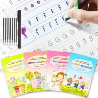 dfh☄◕♝  Reusable 4Pcs Practice Book Wiping Childrens Writing Sticker English Copybook Children Calligraphy