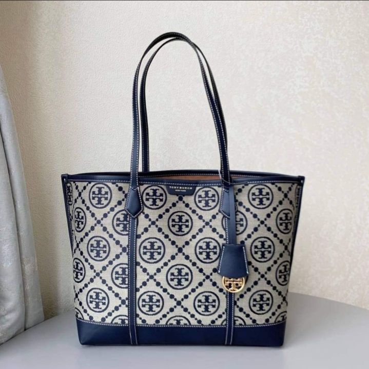 Tory Burch Women's Perry Triple-Compartment Tote, Bay Gray, Grey