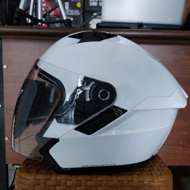 Helm Rsv Sv Solid White Half Face Rsv Sv Double Visor Lazada Indonesia